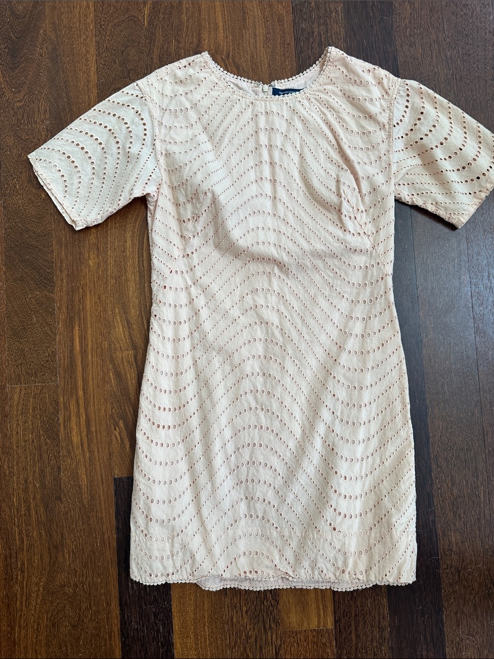 French Connection Pale Blush Eyelet Mini Dress